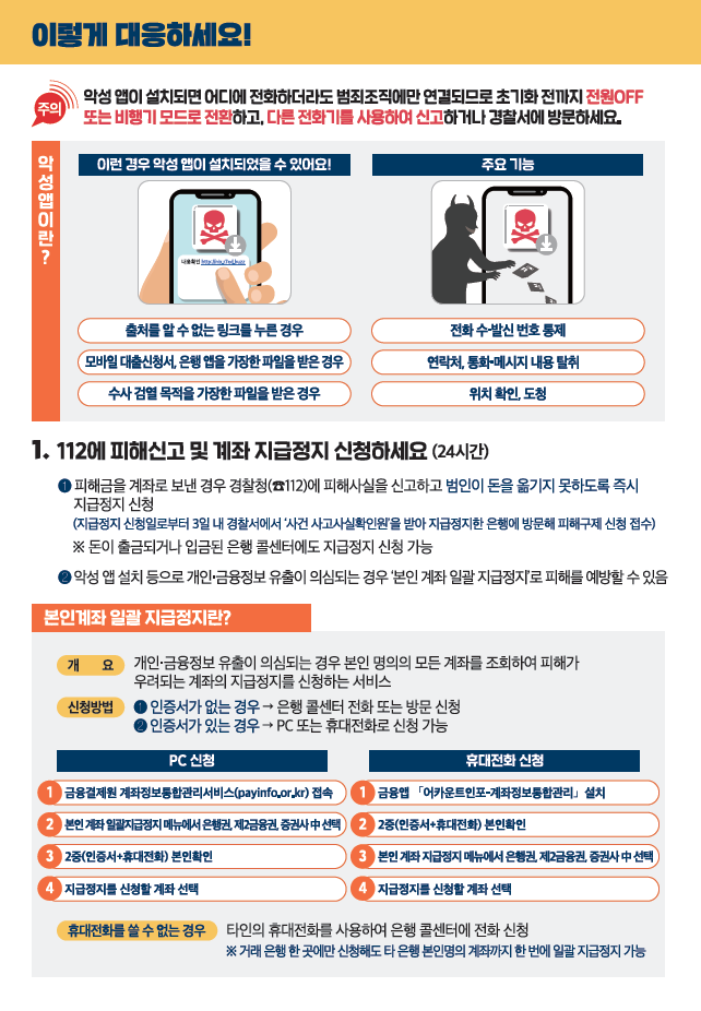 보이스피싱 이렇게 대응하세요! : 이렇게 대응하세요! 이미지 - 자세한 내용은 아래 참고